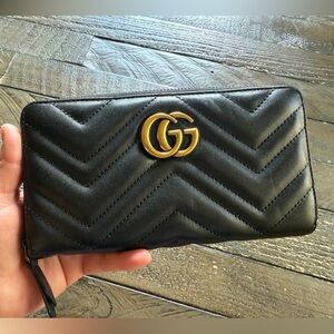 Black Wallet with Gold Logo, New
